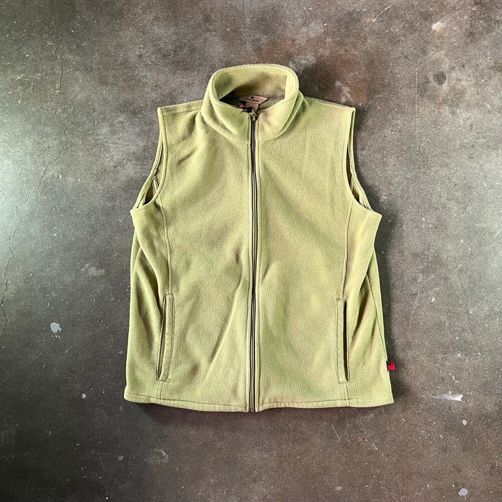Vintage wool rich women’s green zip up vest cotton size medium